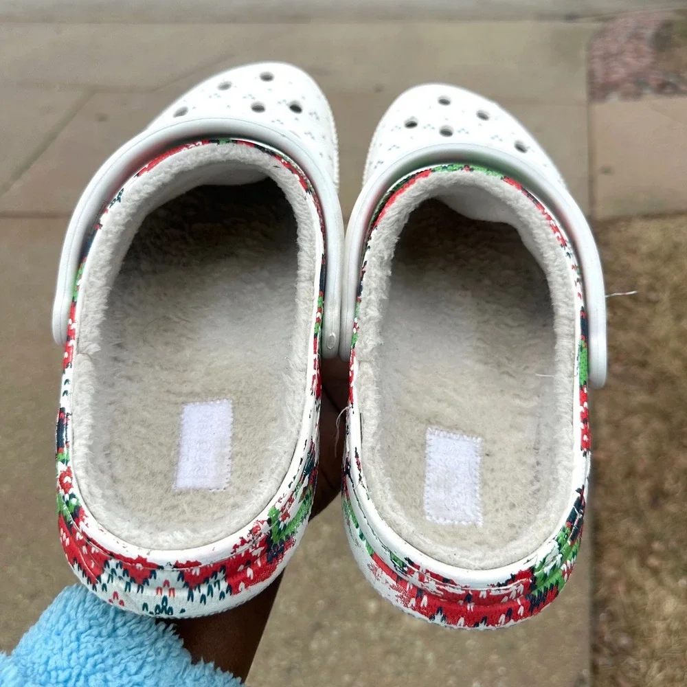 Crocs Unisex Adult Classic Lined Holiday Charm Christmas‎ Clogs Size M11 Sandals
